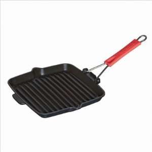  Staub Black Square Grill with Silicone Handle 9 in 
