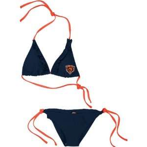    Chicago Bears Womens Navy Ruffled String Bikini