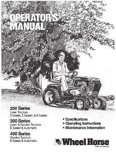 Wheel Horse 200/300/400 Series Hydro Tractor Manual  