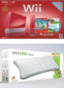 NEW NINTENDO WII SPORT   FIT CONSOLE SYSTEM BUNDLE RED 0045496880354 