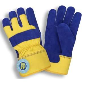  Yellow/Blue, Thinsulate Lined, Waterproof Split Leather Gloves 
