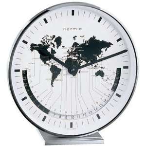    Hermle Clocks Nickel Plated World Time Clock