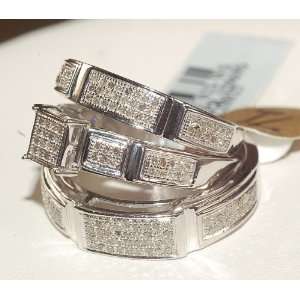   White Diamond Engagment and Wedding Trio Ring Set Jewelry Jewelry