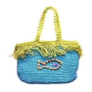  Raffia Handbag Turquoise Fish By The Each Arts, Crafts 
