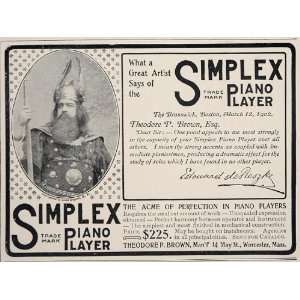  1902 Vintage Ad Simplex Player Piano Edouard de Reszke 