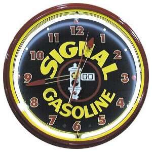  Signal Gasoline Gas Neon Wall Clock 20 Inch Spun Aluminum 