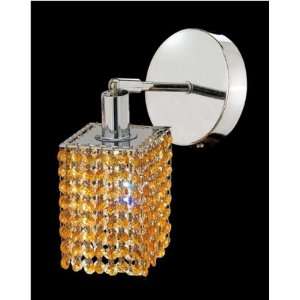 Mini 1 Light Round Canopy Square Wall Sconce in Chrome Crystal Color 