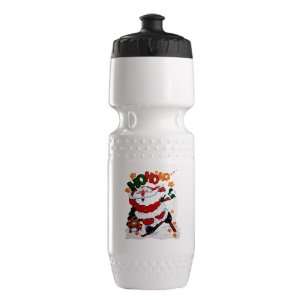 Trek Water Bottle White Blk Merry Christmas Santa Claus Skiing Ho Ho 