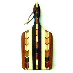 Exotic Patterned Wood Cutting Board with Handle and Strap Handmade in 